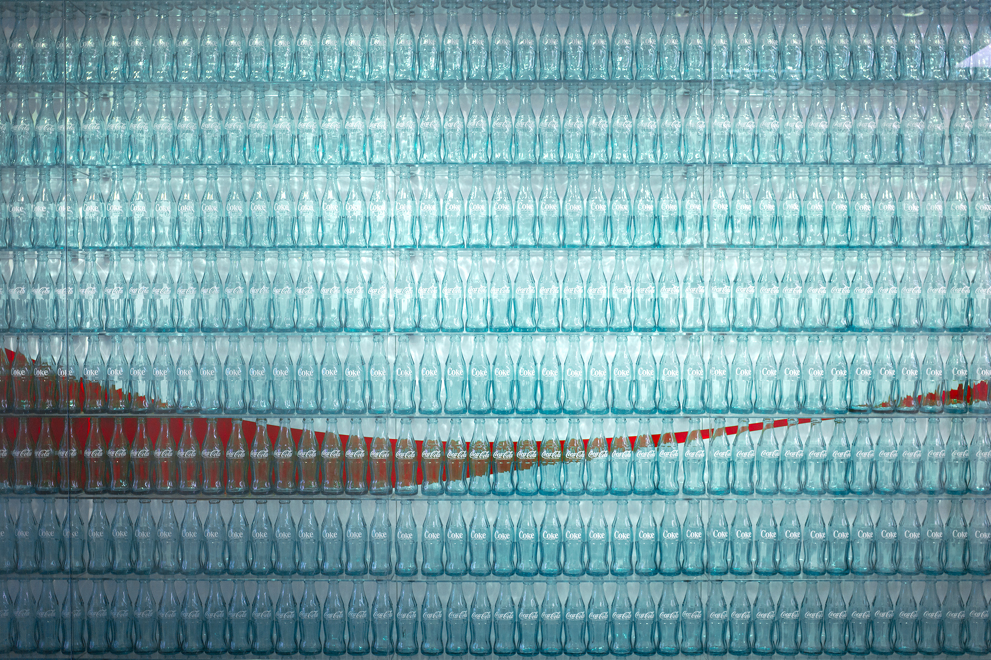 A visitors display at a Coca-Cola bottling plant, Hong Kong, 2016.